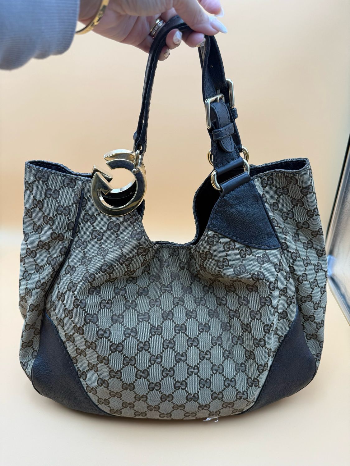 Gucci Monogram Canvas Charlotte Tote Shoulder Bag Large