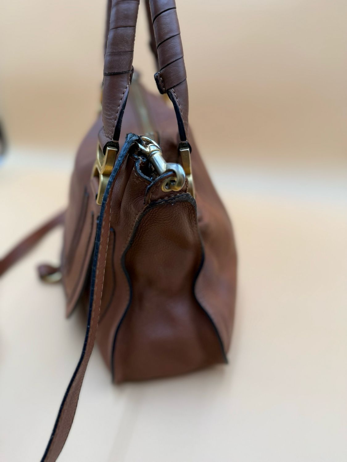 Chloe Marcie Saddle Medium Crossbody Tan