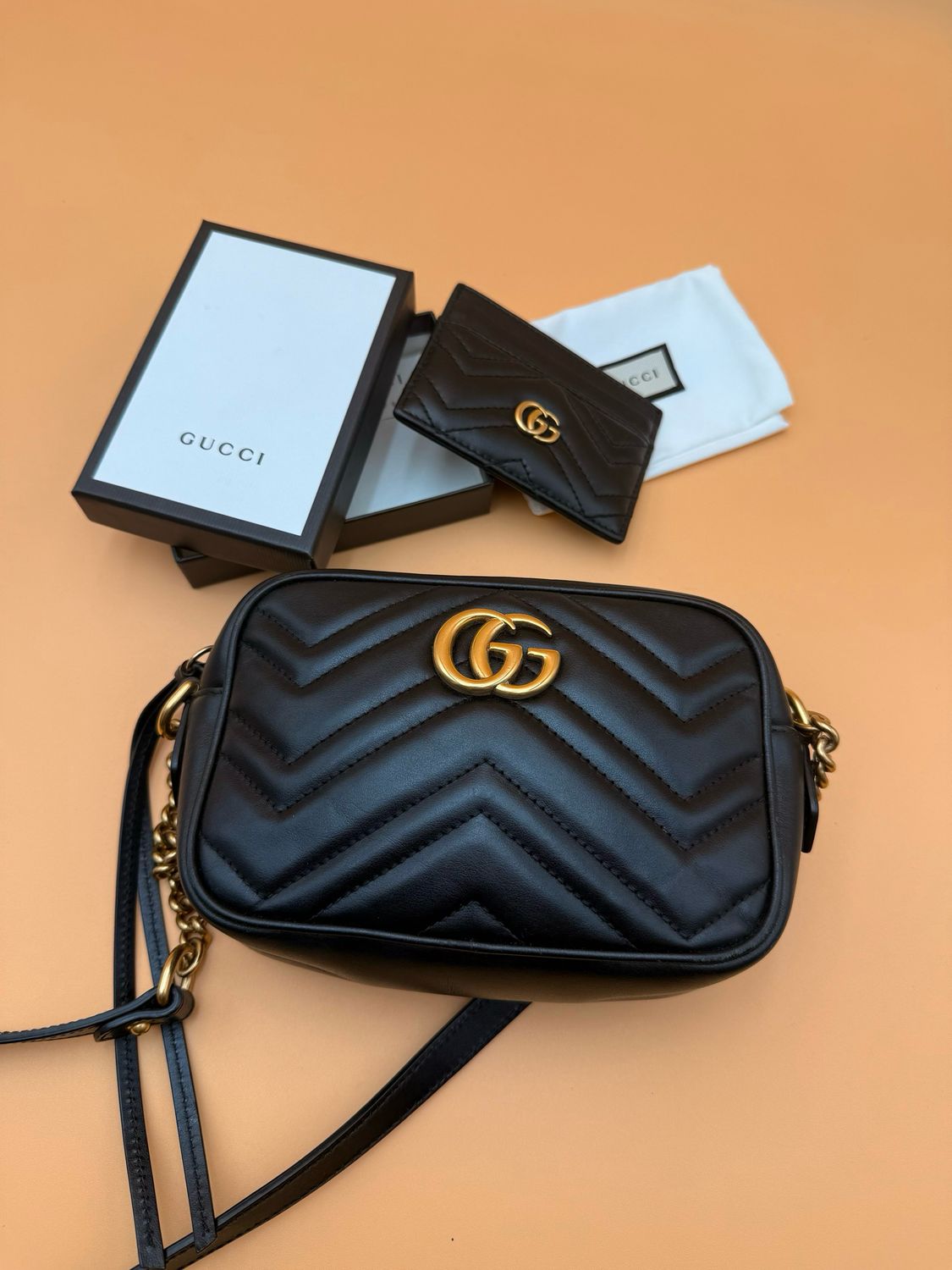 Gucci Marmont Mini Crossbody with Card Holder Bundle 