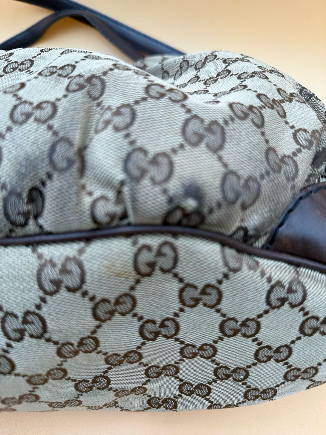 Gucci Monogram Canvas Jockey Tote Shoulder