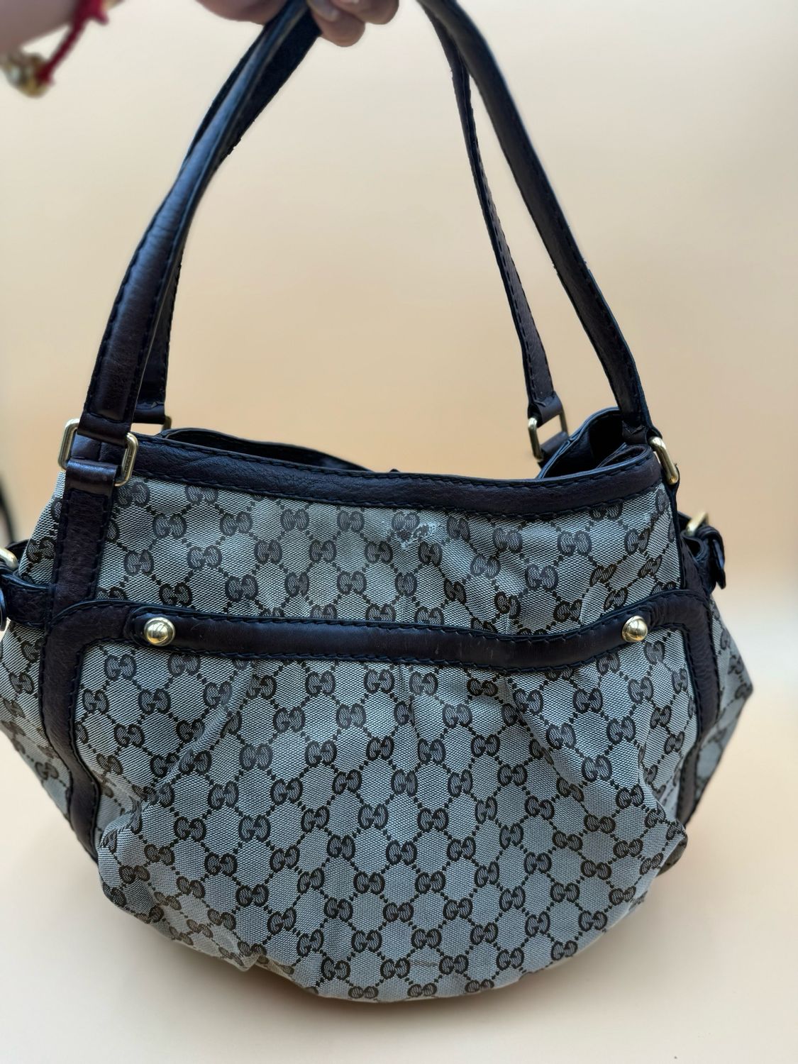 Gucci Monogram Canvas Jockey Tote Shoulder