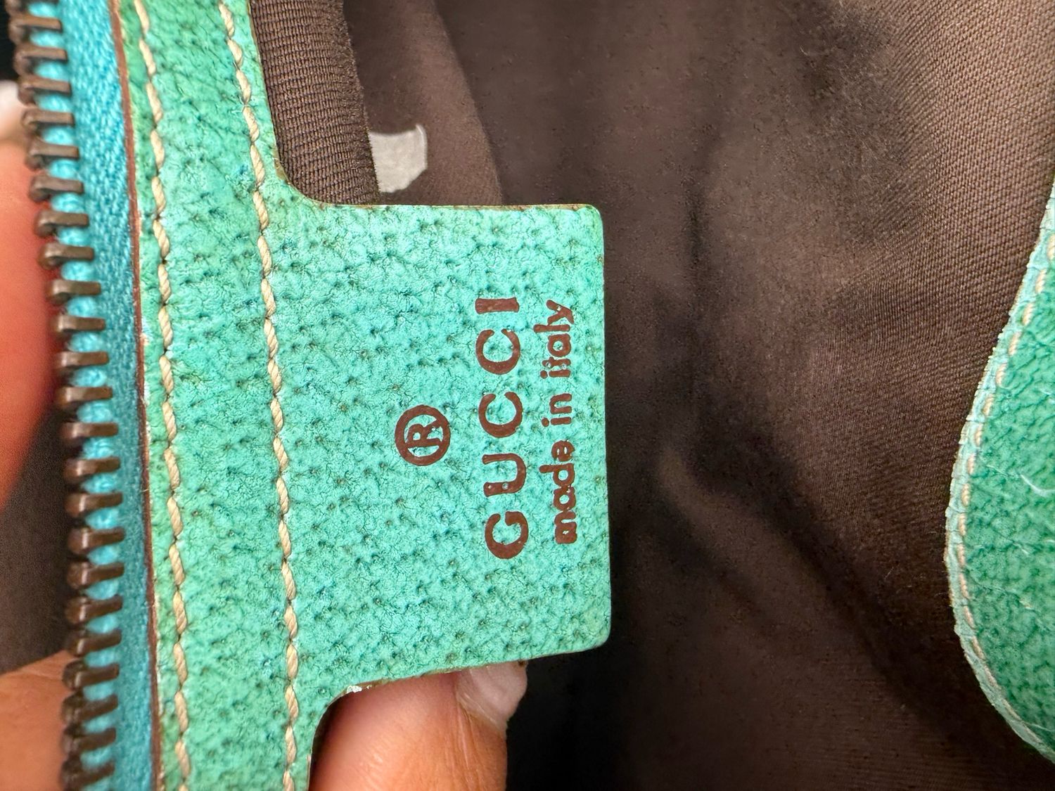 Gucci Canvas Jackie Piston Lock Teal Shoulder