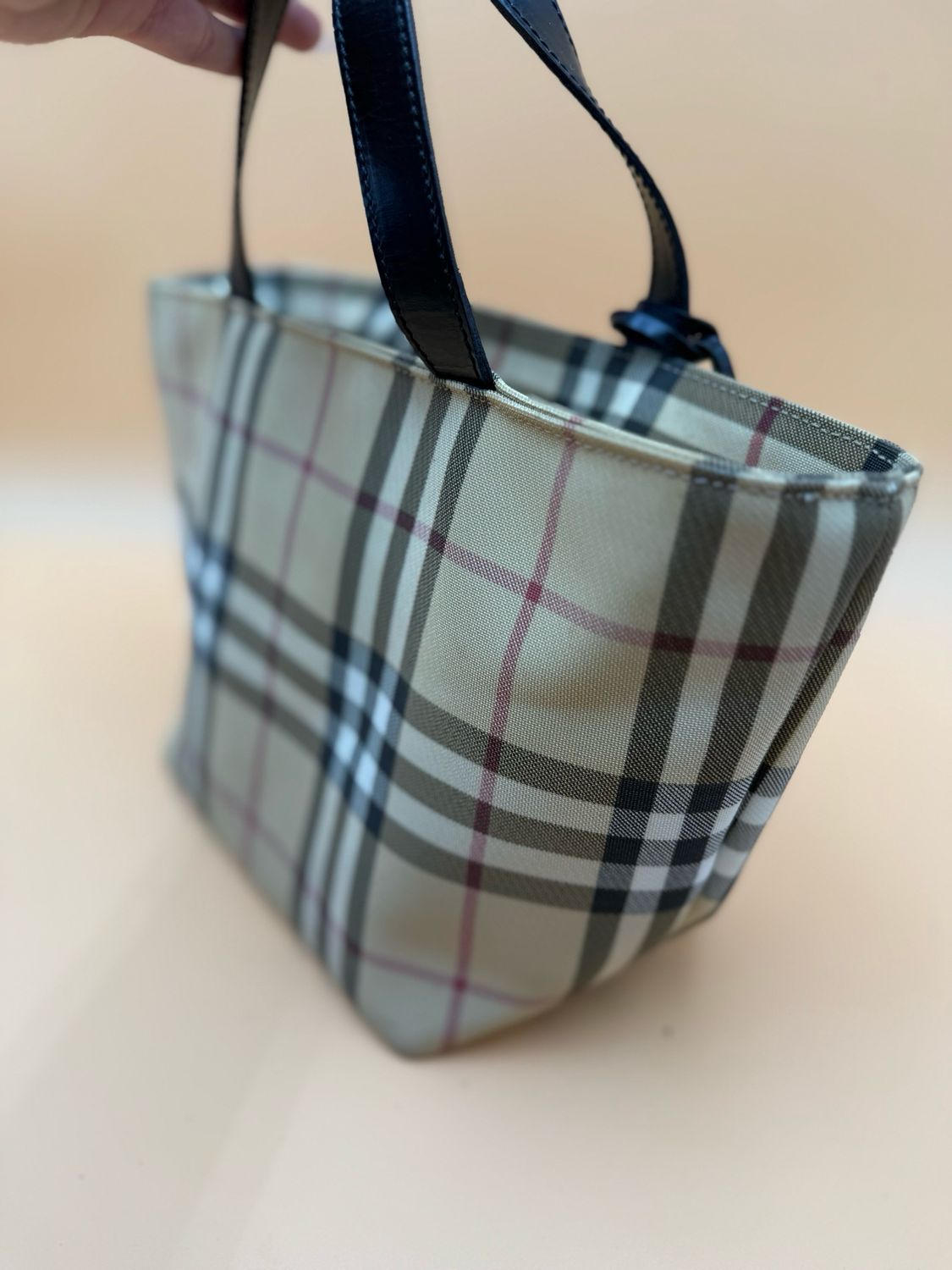 Burberry Nova Check Top Handle Coated Canvas 