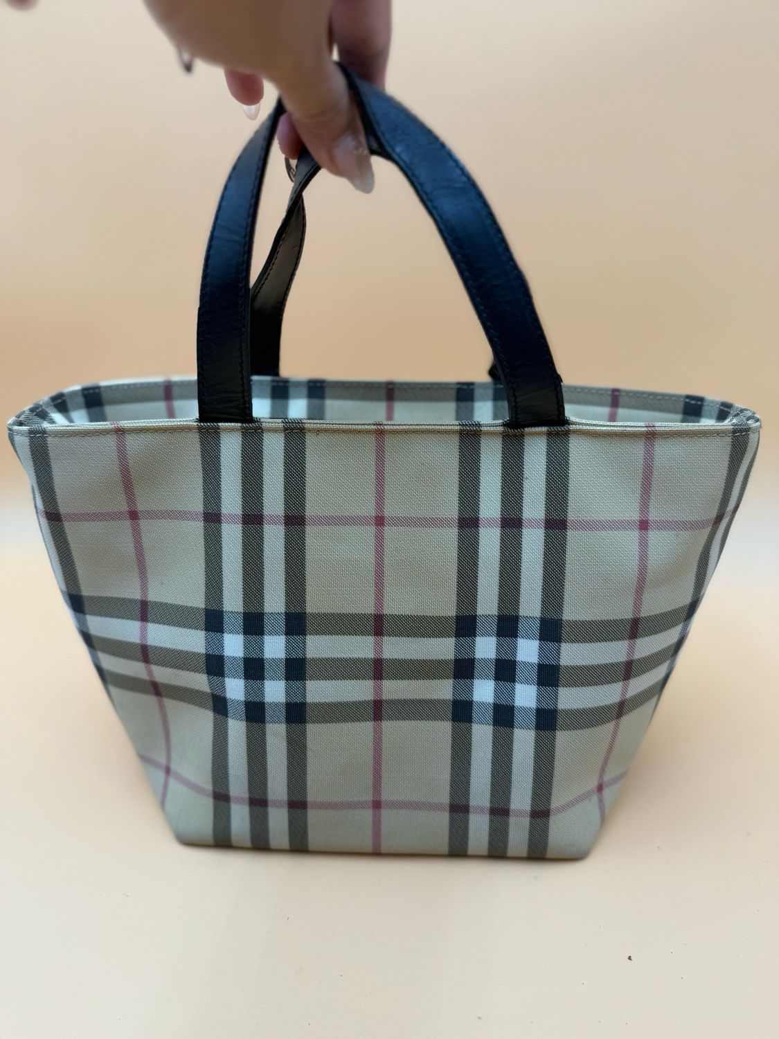 Burberry Nova Check Top Handle Coated Canvas 