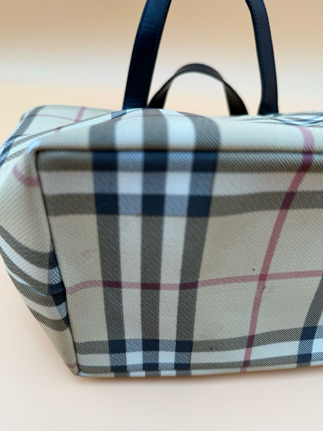 Burberry Nova Check Top Handle Coated Canvas 