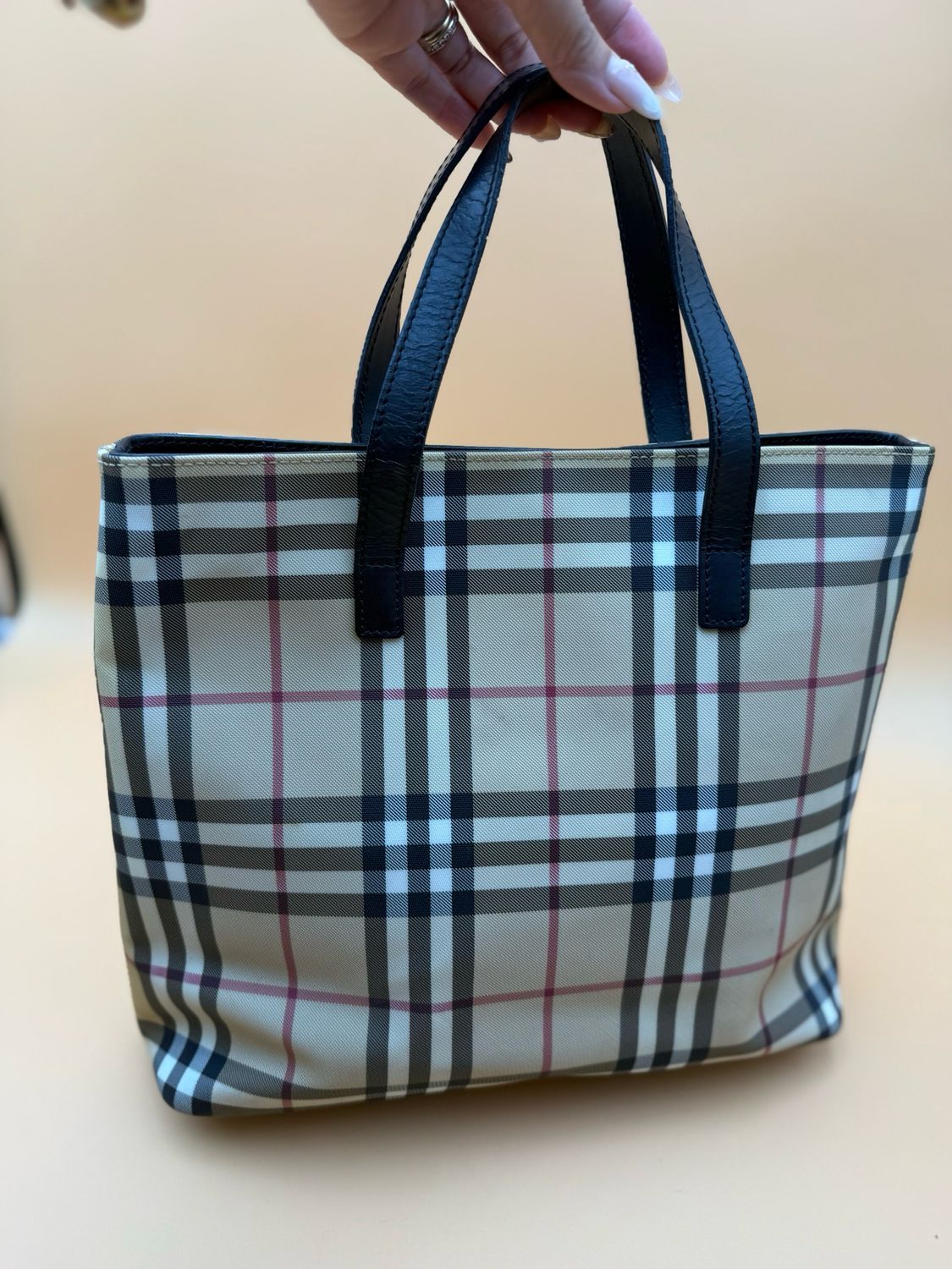 Burberry Haymarket Check Square Bag Open Tote