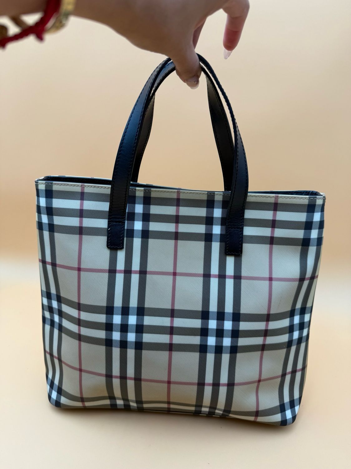 Burberry Haymarket Check Square Bag Open Tote
