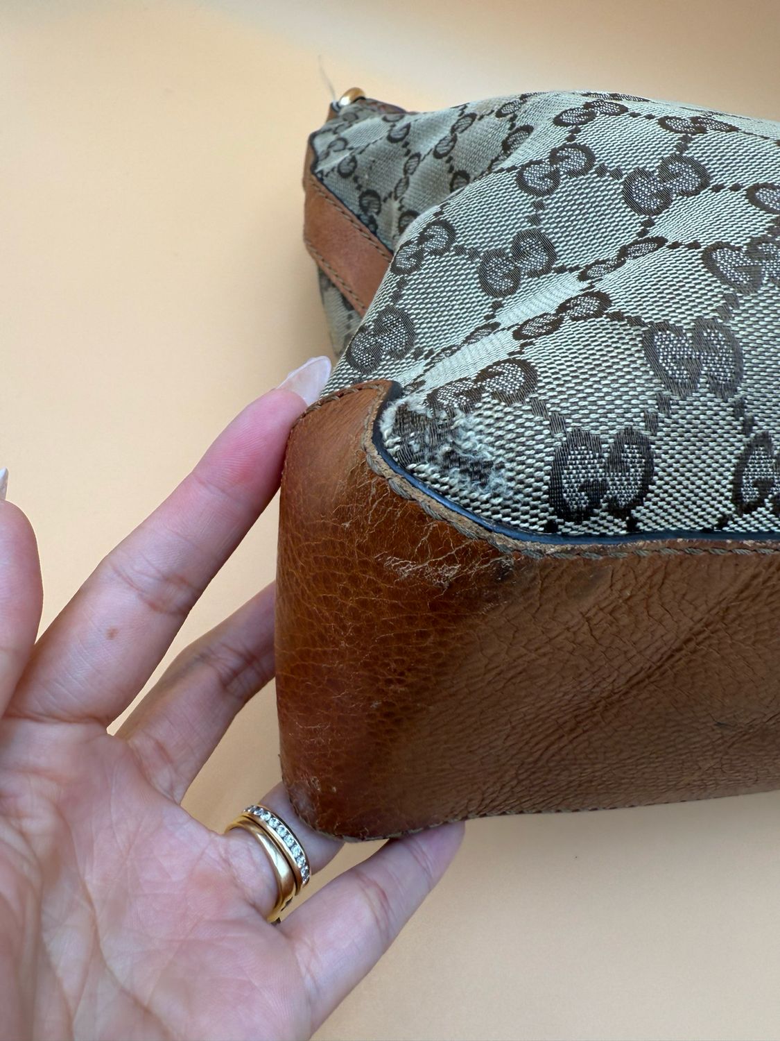Gucci Monogram Canvas Marrakech Shoulder Bag