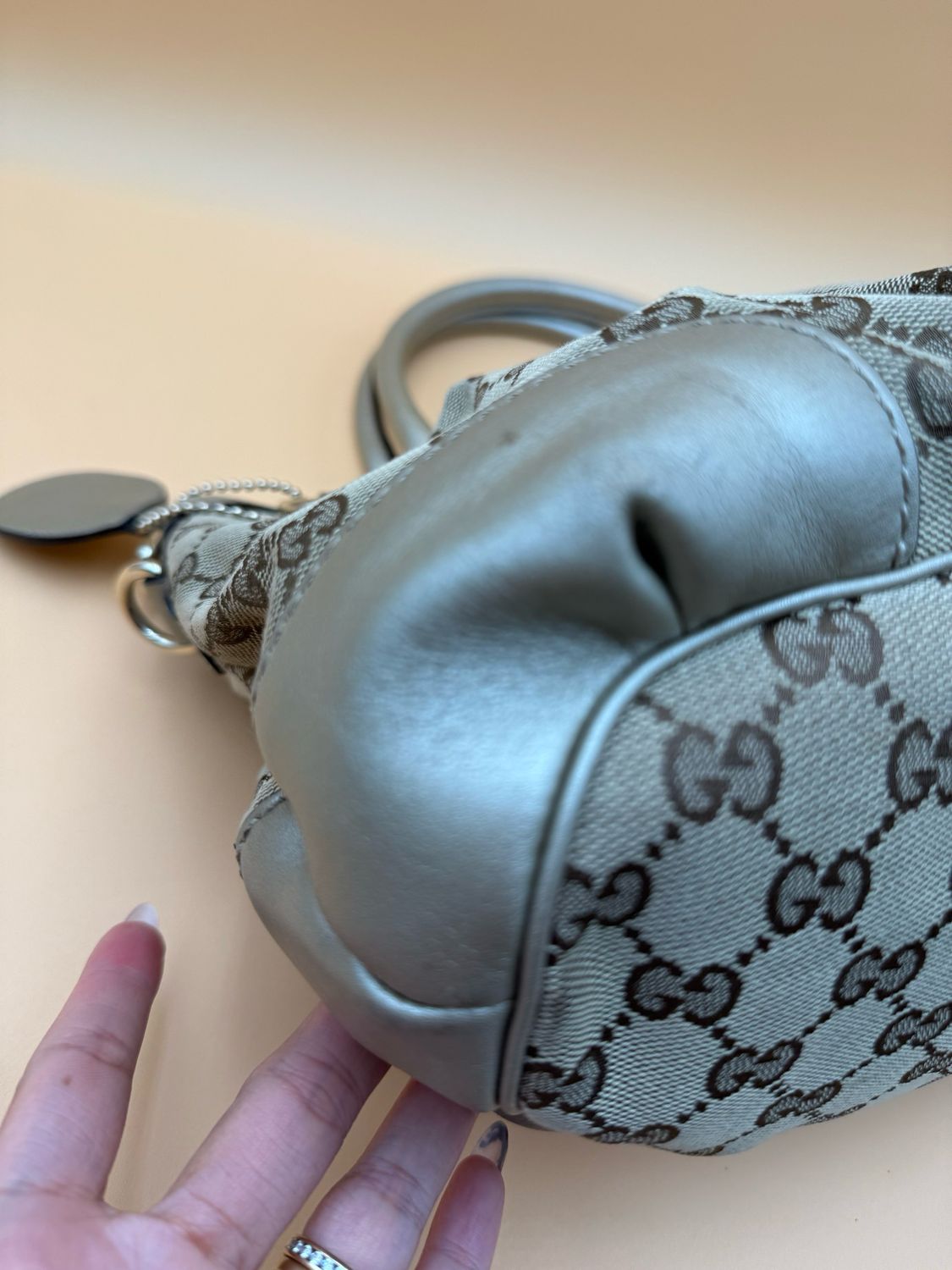 Gucci Monogram Canvas Sukey Tote Shoulder Medium Gold