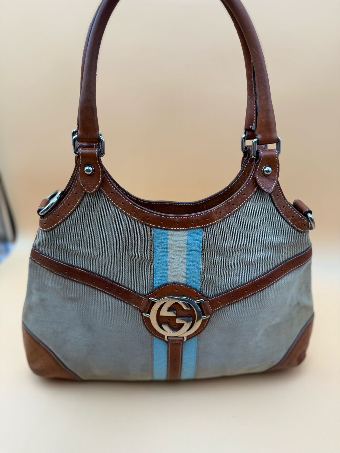 Gucci Canvas Web Reins Tote Shoulder Bag
