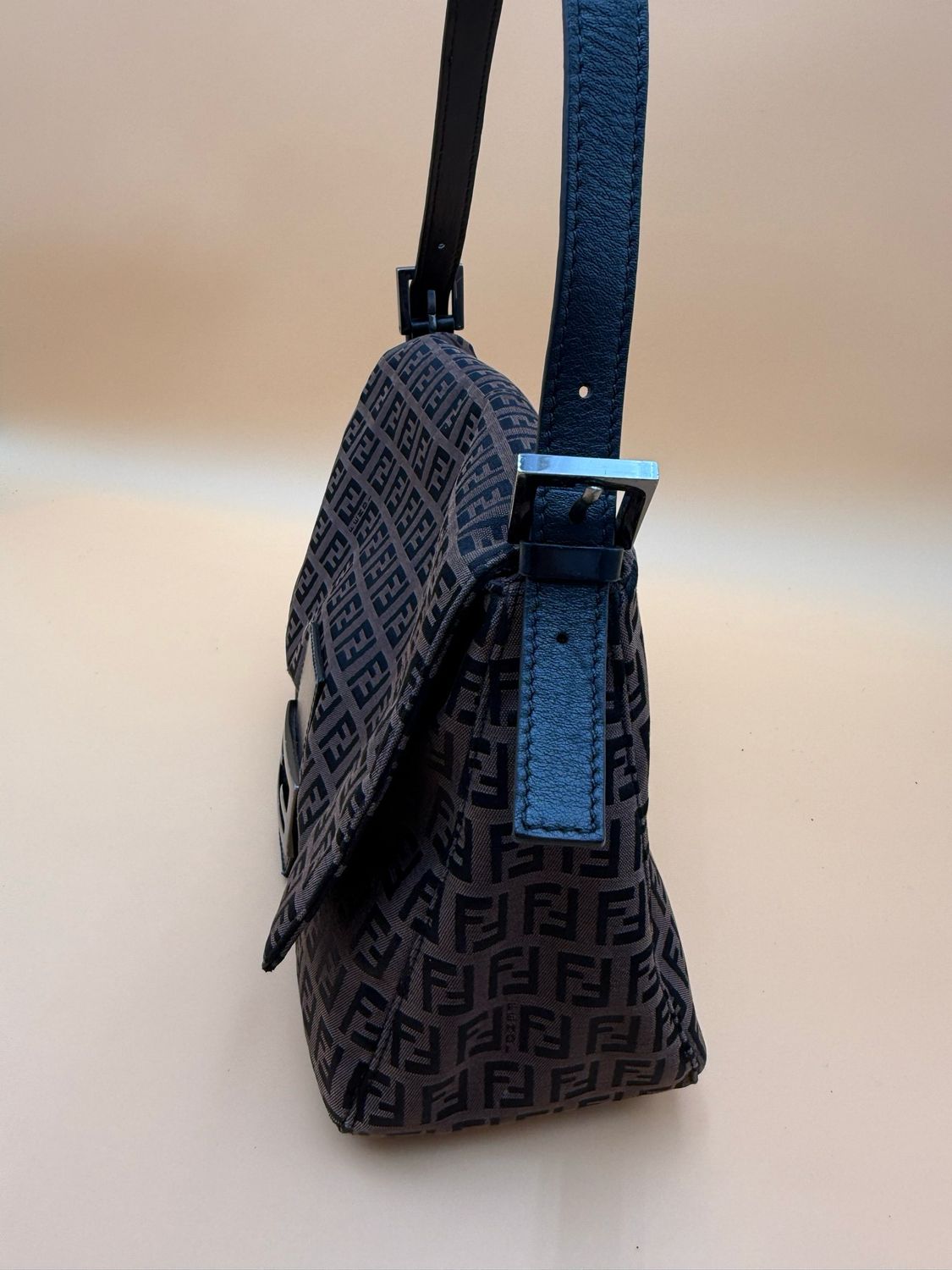 Fendi Zucca Mama Baguette Hobo Shoulder Flap Brown/Black