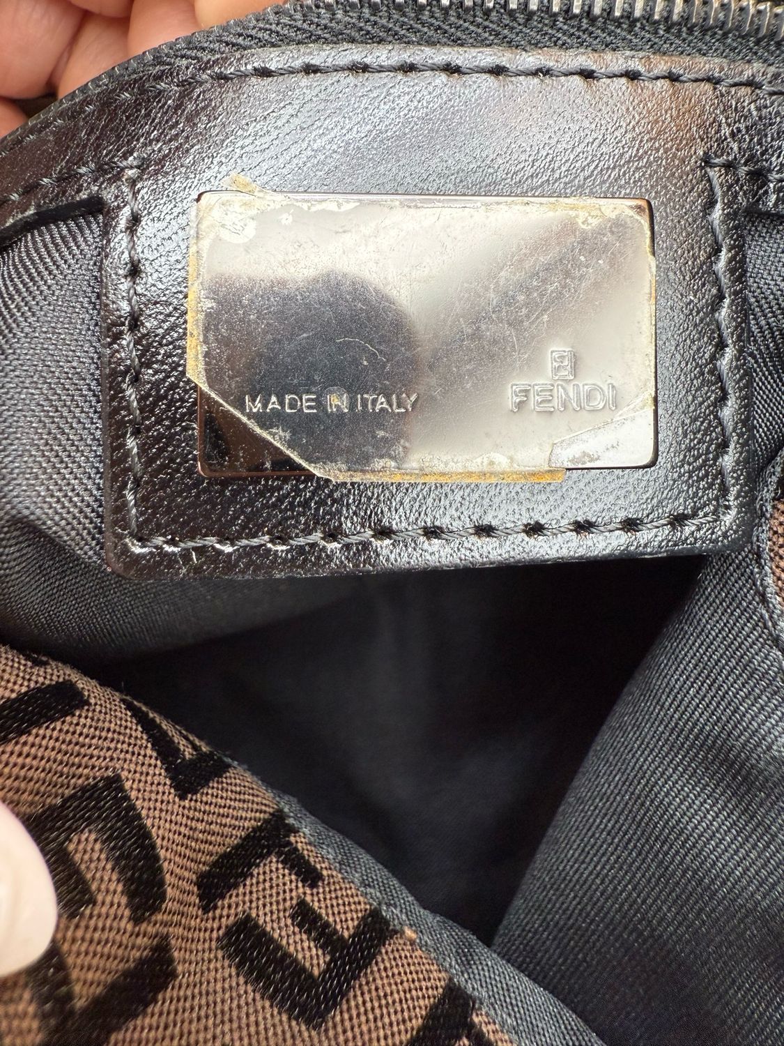 Fendi Zucca Mama Baguette Hobo Shoulder Flap Brown/Black