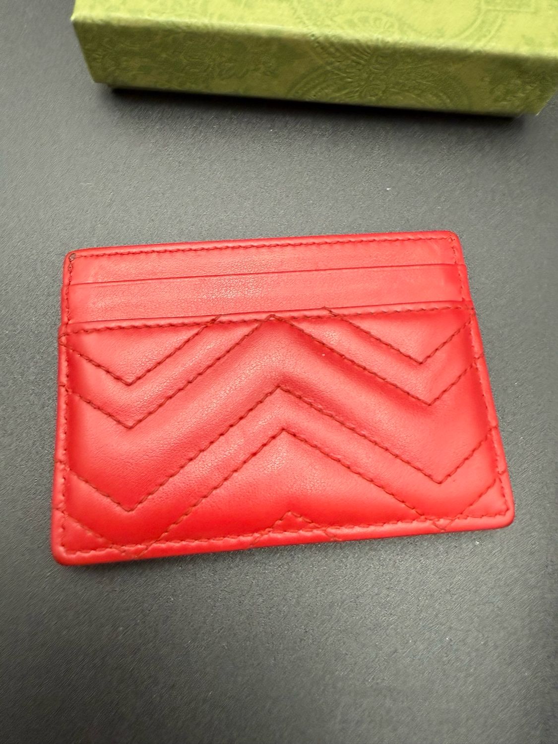 Gucci Marmont Hibiscus Red Bundle Chevron Calfskin Crossbody Small With Card Holder Bundle