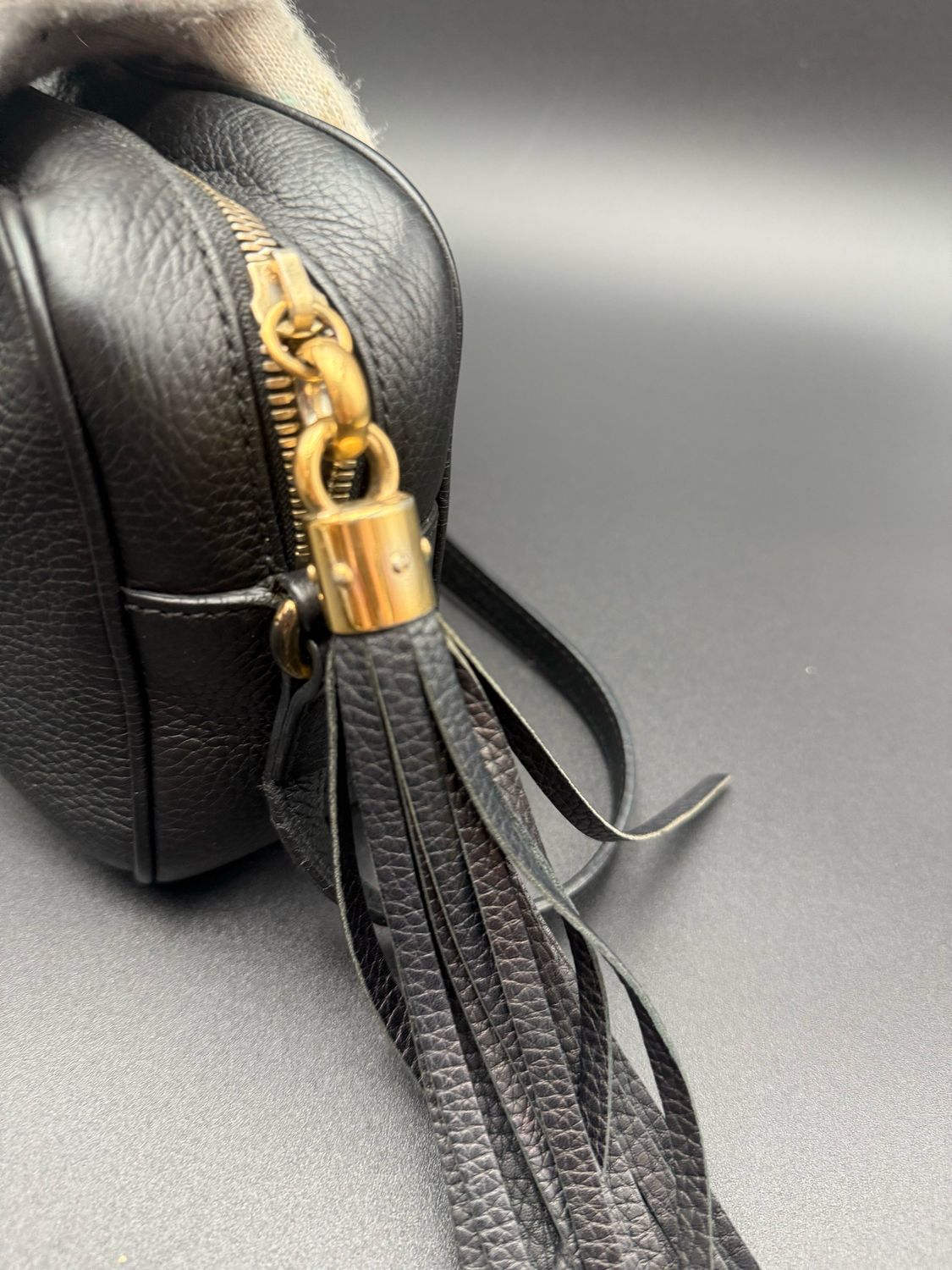 Gucci Soho Disco Camera Bag Pebbled Leather Black With Wallet Long Flap Bundle