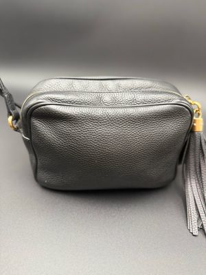 Gucci Soho Disco Camera Bag Pebbled Leather Black With Wallet Long Flap Bundle