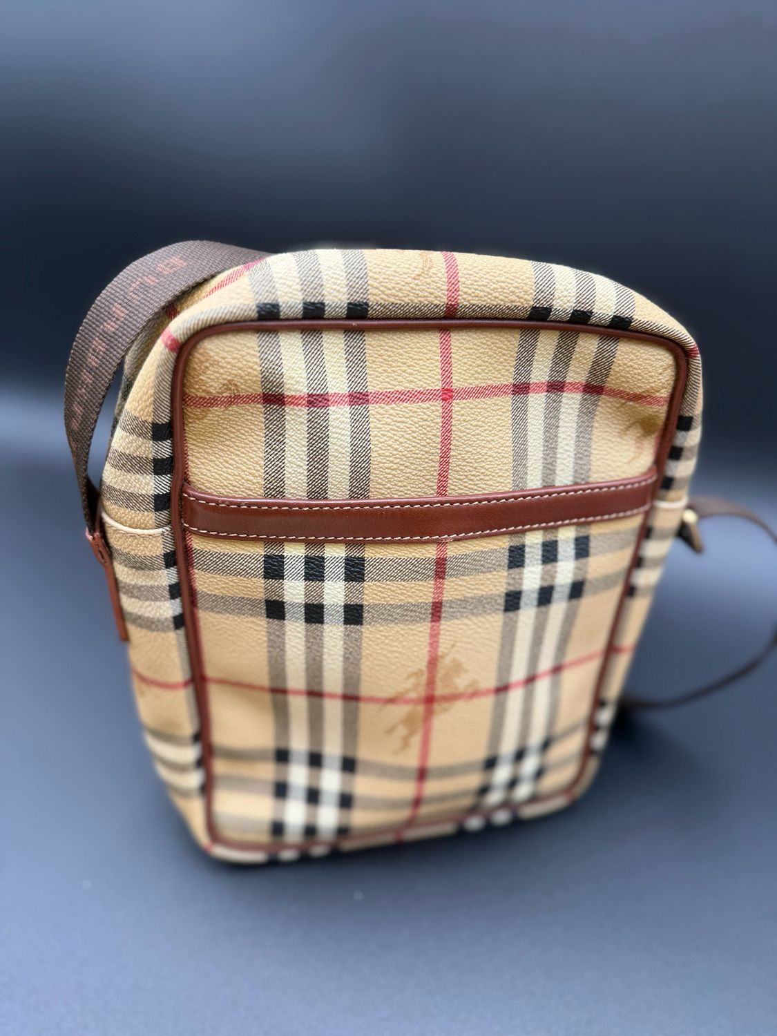 Burberry Haymarket Check Crossbody Messenger Camera Bag