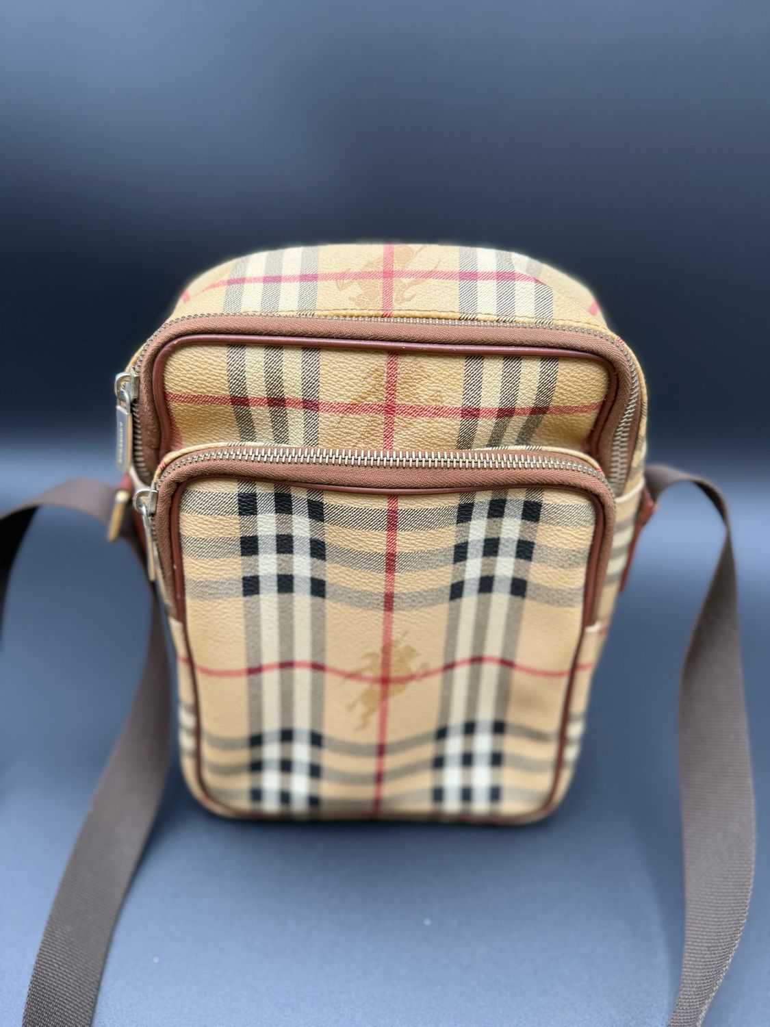 Burberry Haymarket Check Crossbody Messenger Camera Bag