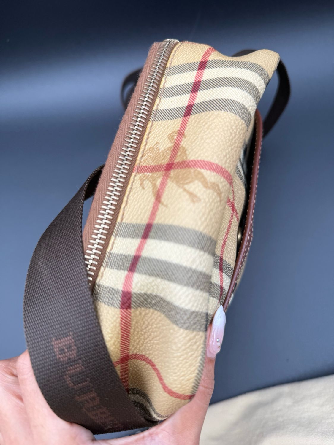 Burberry Haymarket Check Crossbody Messenger Camera Bag