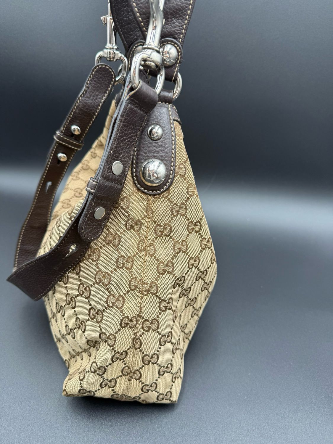 Gucci Monogram Canvas Icon Bit Medium Shoulder Sling