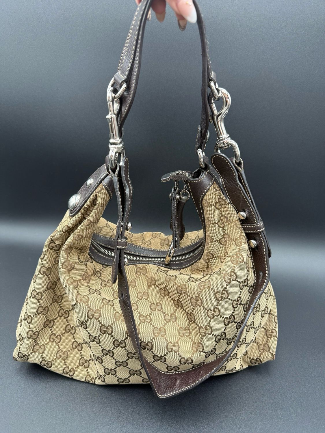 Gucci Monogram Canvas Icon Bit Medium Shoulder Sling