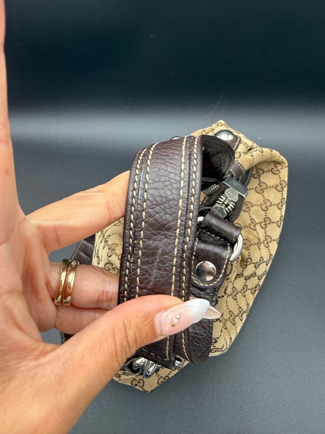 Gucci Monogram Canvas Icon Bit Medium Shoulder Sling