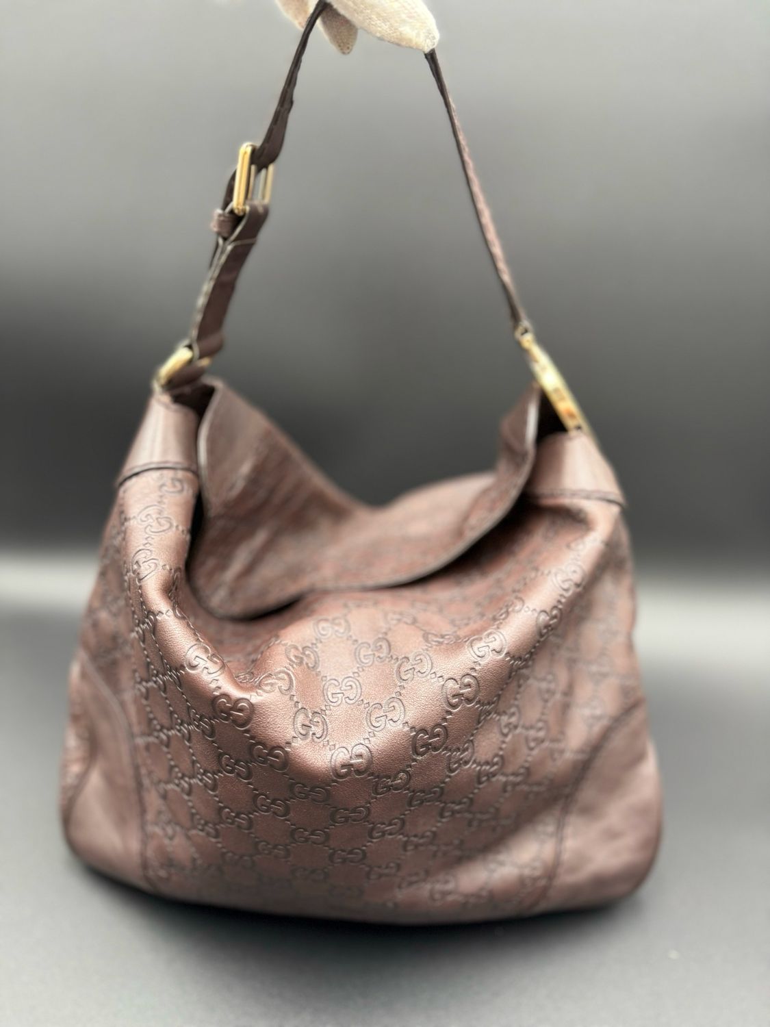 Gucci Charlotte Hobo Guccissima Leather Dark Brown