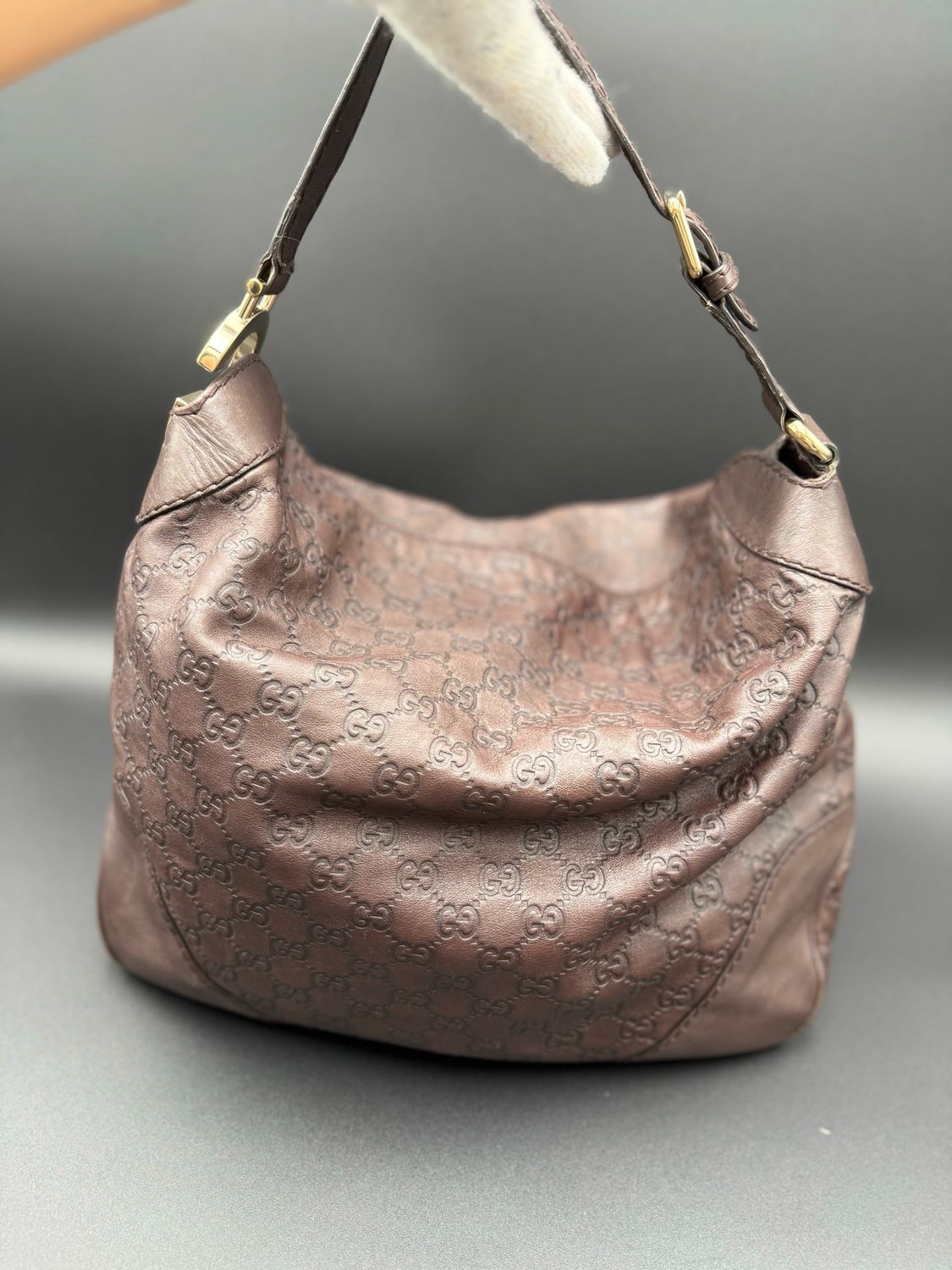 Gucci Charlotte Hobo Guccissima Leather Dark Brown