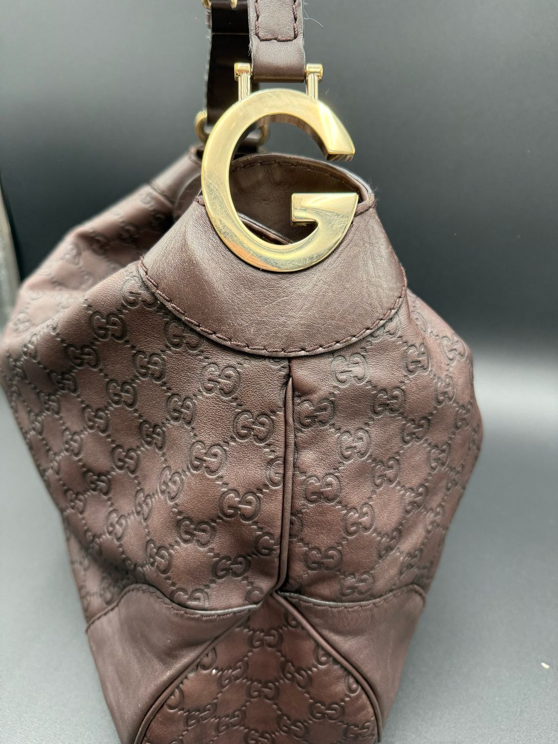 Gucci Charlotte Hobo Guccissima Leather Dark Brown