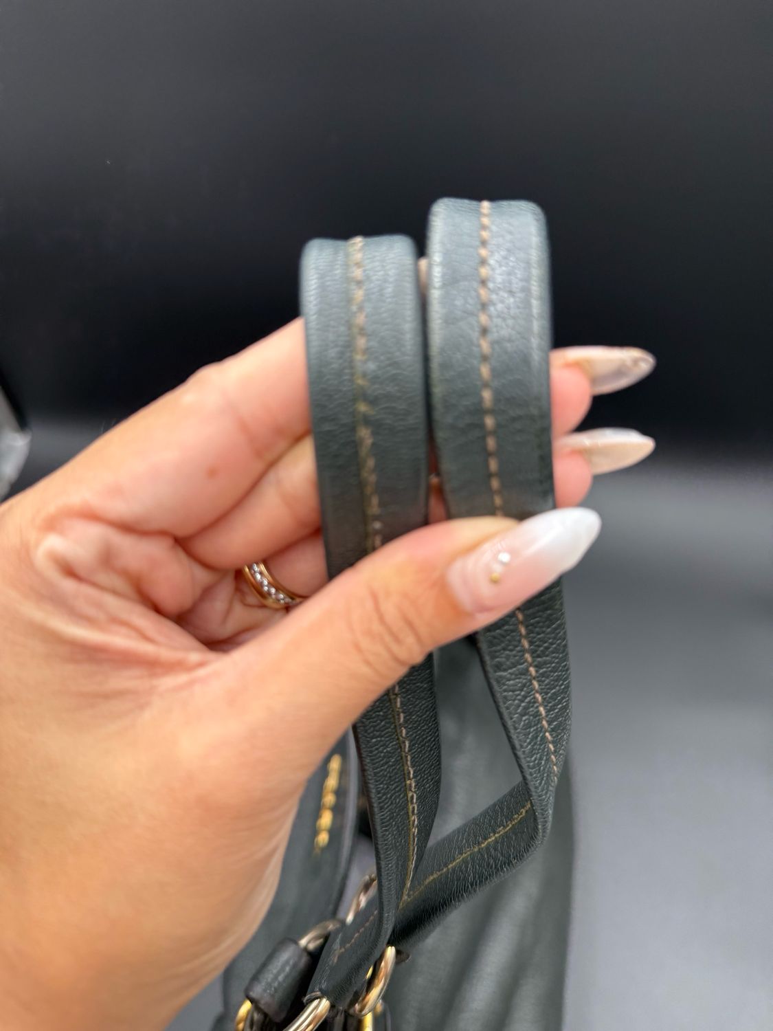 Prada Vitello Daino Tote Medium Shoulder Bag Dark Green