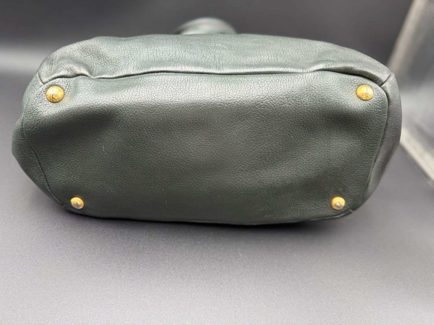 Prada Vitello Daino Tote Medium Shoulder Bag Dark Green