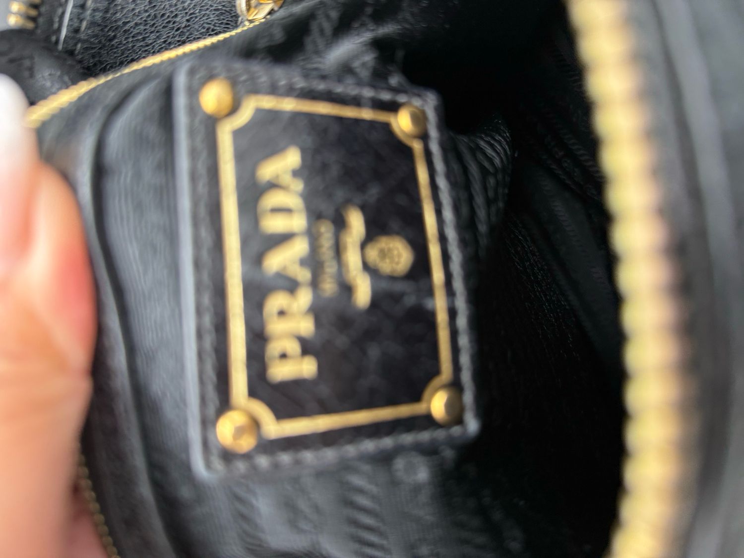 Prada Vitello Shine Hobo Pushlock Leather Shoulder Black Large