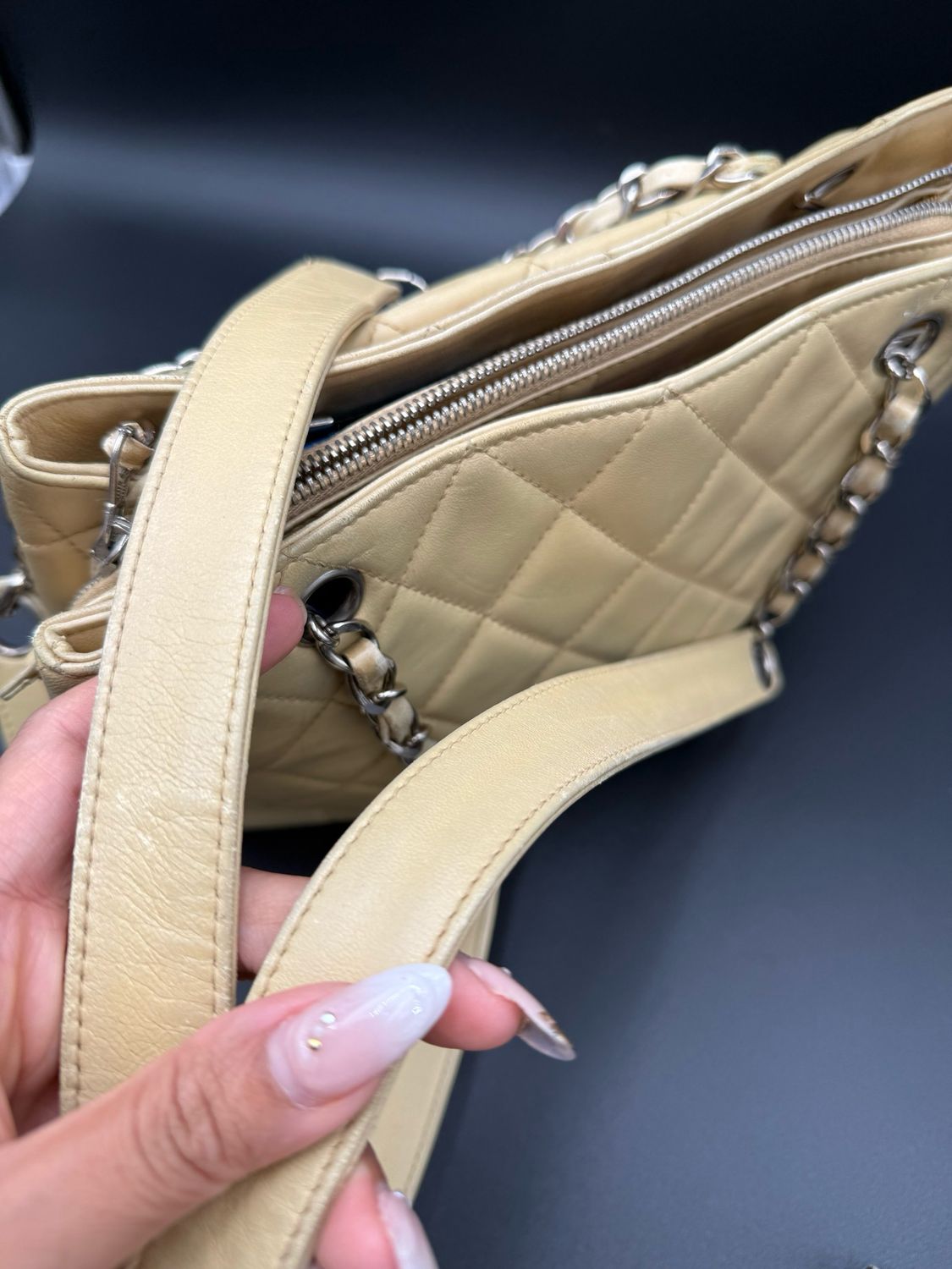 Chanel Lambskin Quilted Vintage Tote Front Pocket