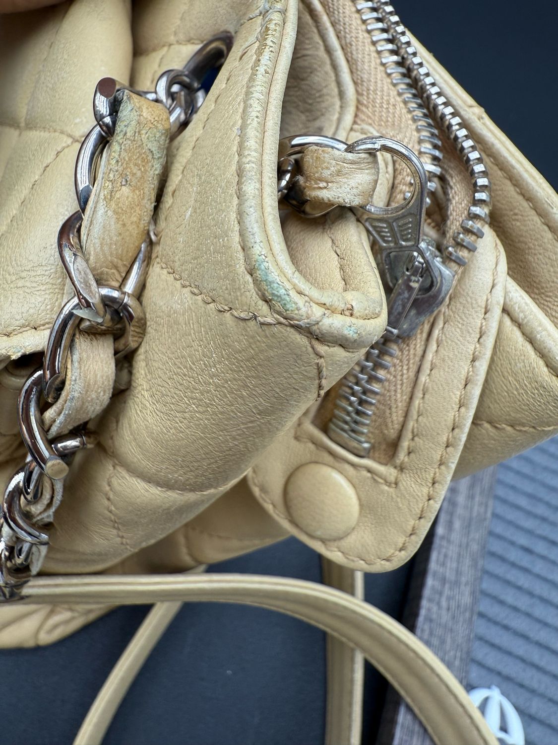 Chanel Lambskin Quilted Vintage Tote Front Pocket