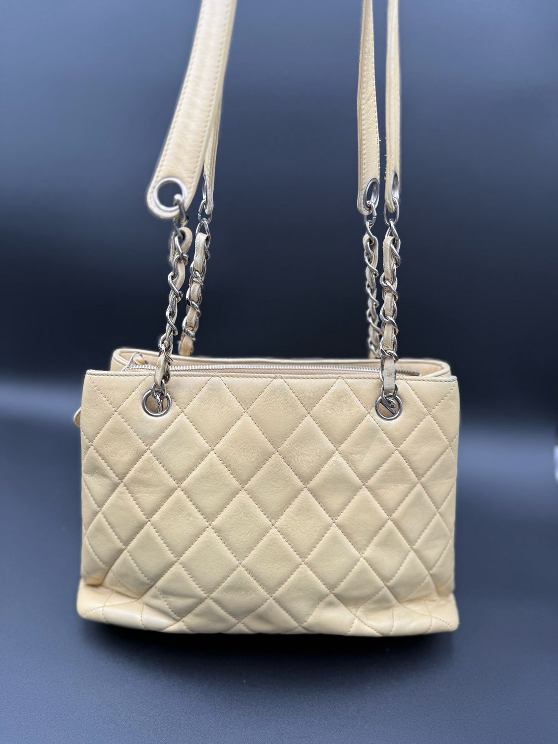 Chanel Lambskin Quilted Vintage Tote Front Pocket
