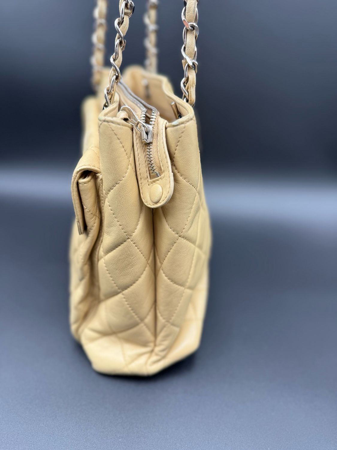 Chanel Lambskin Quilted Vintage Tote Front Pocket