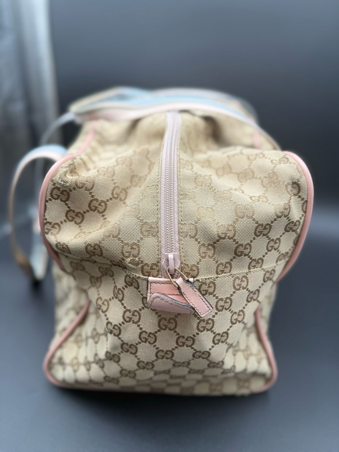 Gucci Canvas Travel Duffle Carry On Web Strap