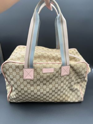 Gucci Canvas Travel Duffle Carry On Web Strap