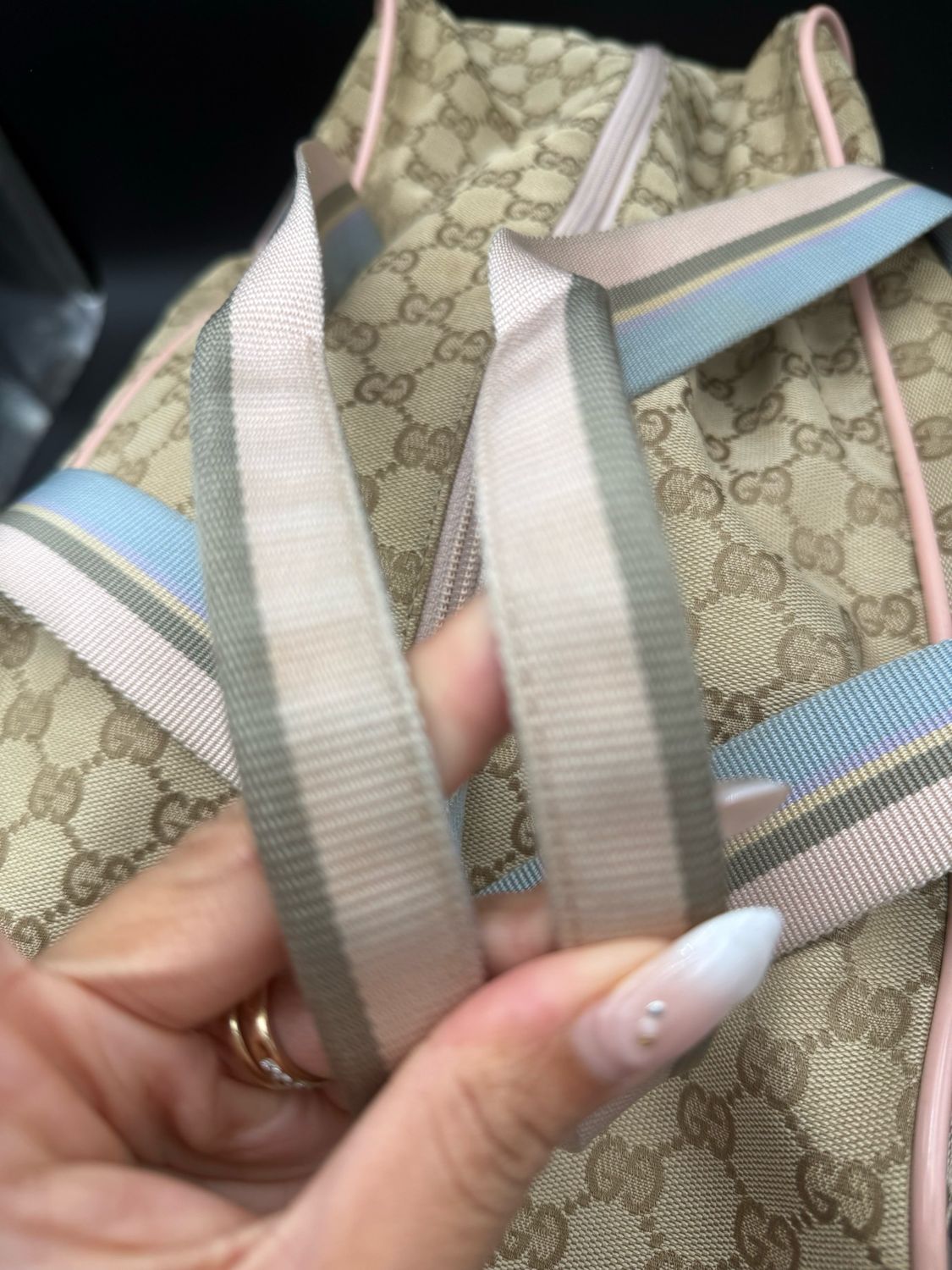 Gucci Canvas Travel Duffle Carry On Web Strap