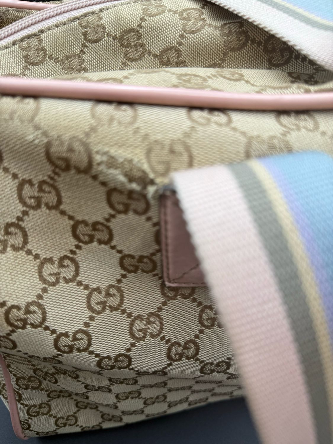 Gucci Canvas Travel Duffle Carry On Web Strap