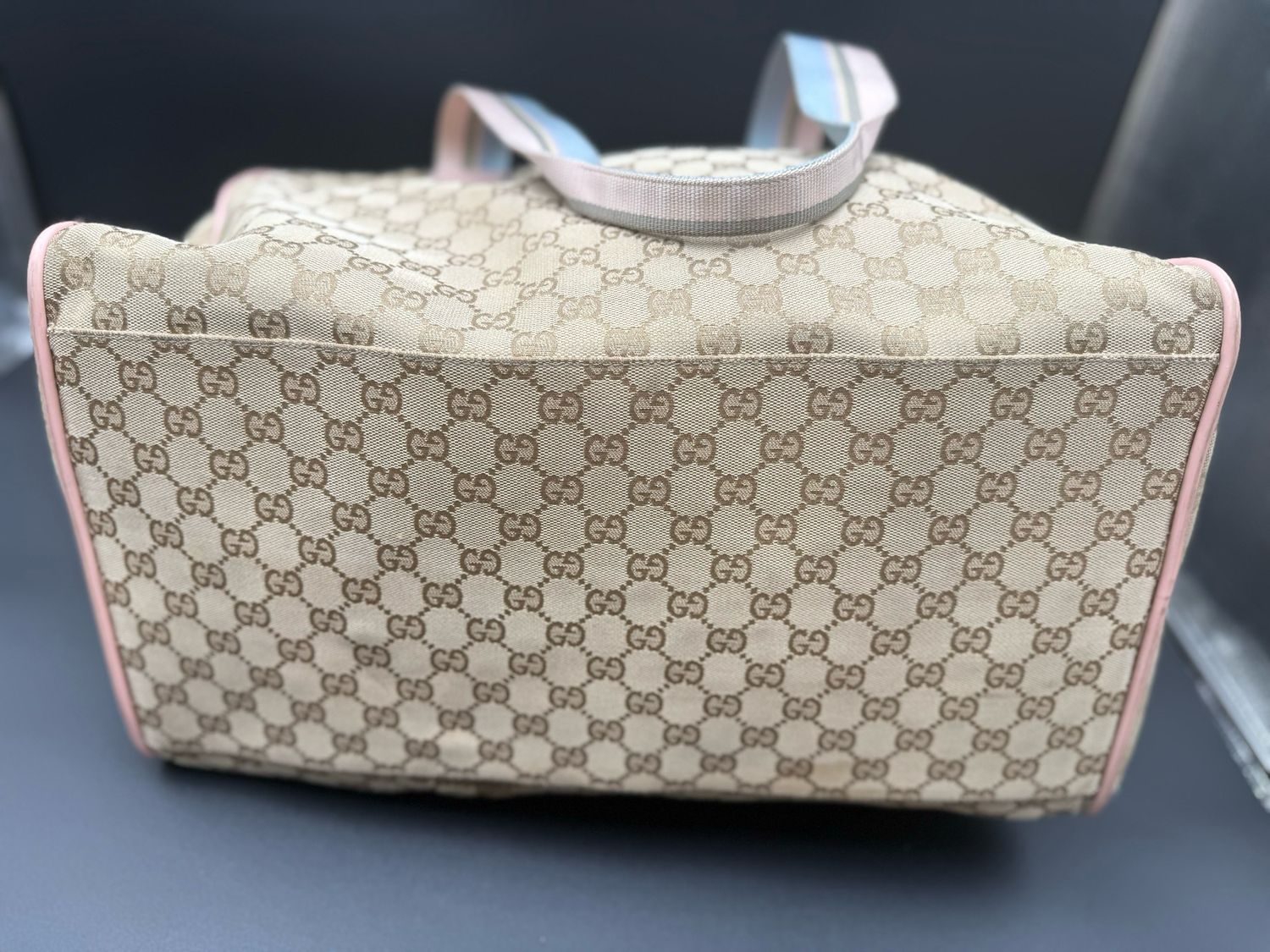 Gucci Canvas Travel Duffle Carry On Web Strap