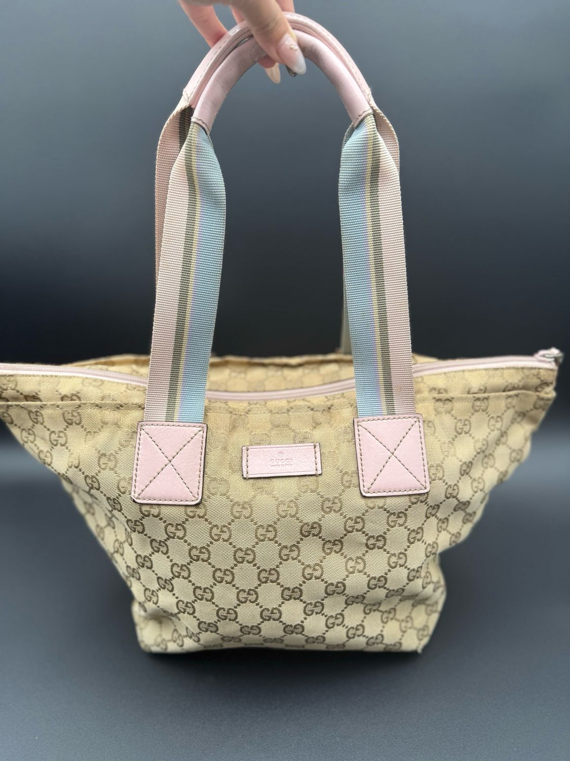 Gucci Web Strap Zipper Tote 