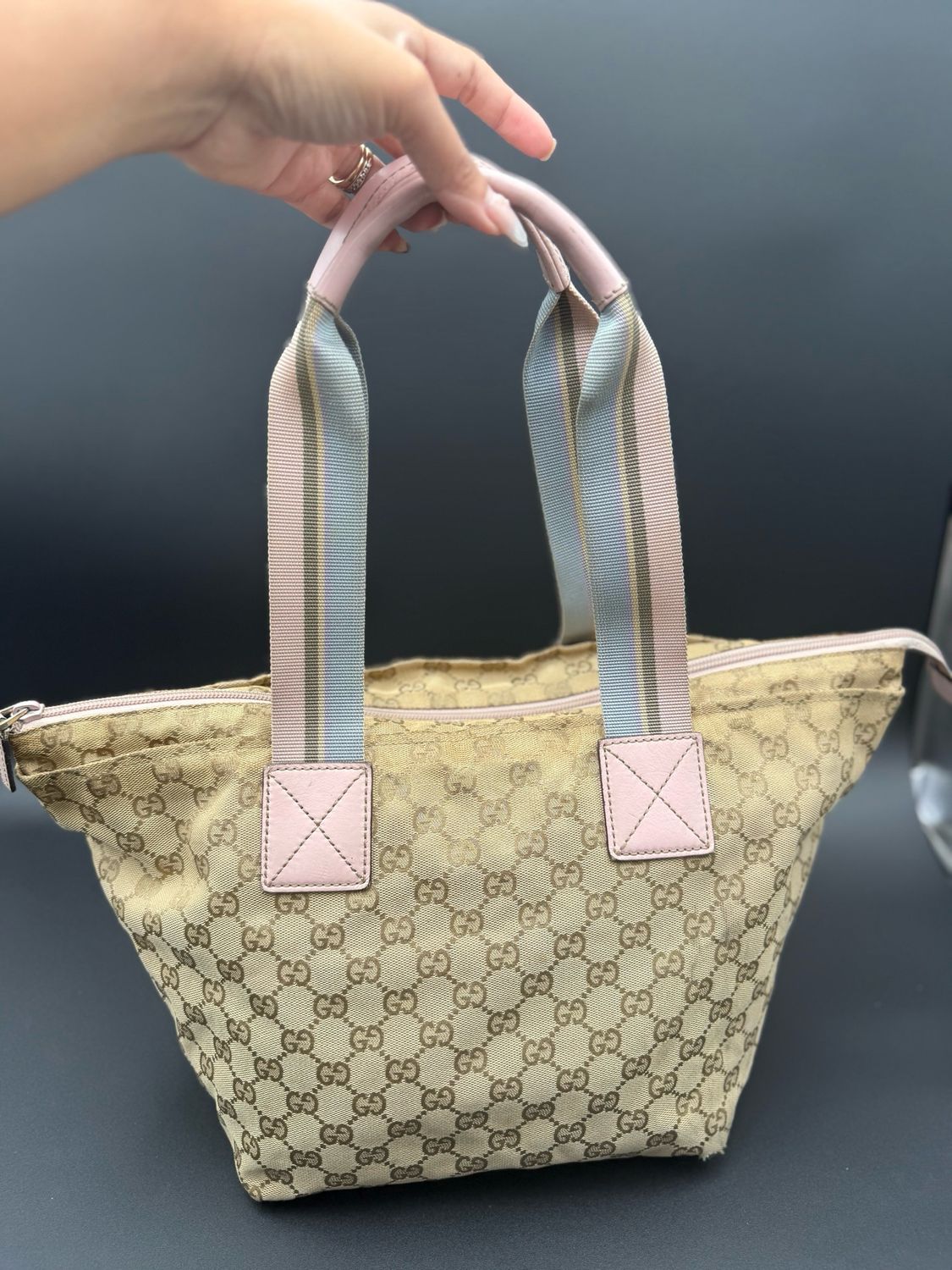 Gucci Web Strap Zipper Tote 
