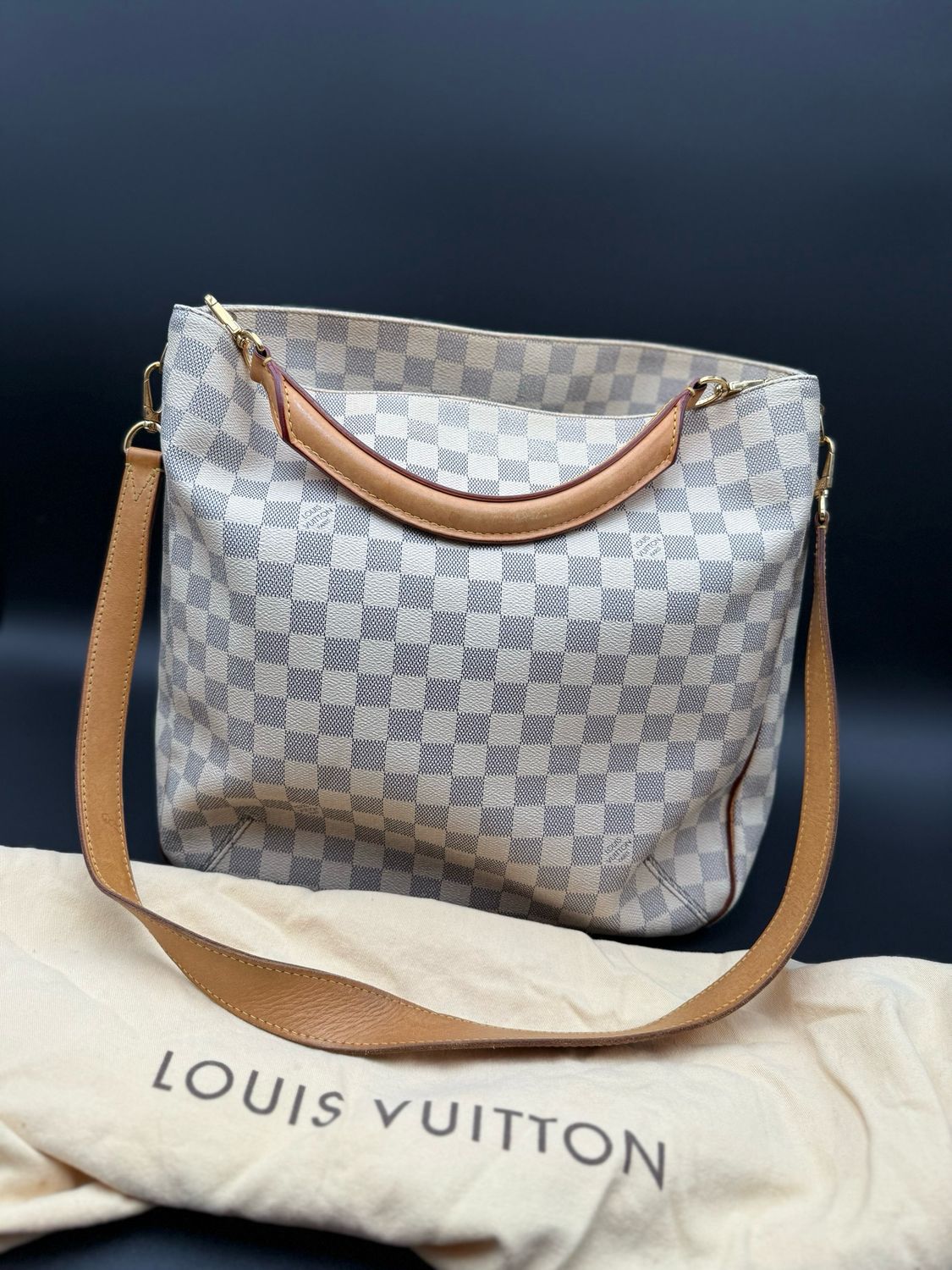 Louis Vuitton Damier Azur Soffi Sling Crossbody Messenger Hobo