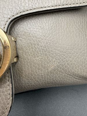 Gucci Dollar Interlocking Pebbled Leather Grey Top Handle Crossbody
