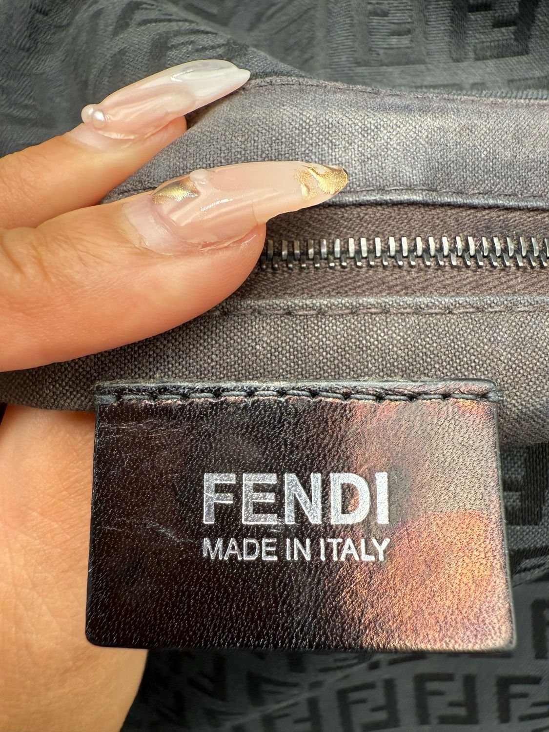 Fendi Zucca Mama Baguette Shoulder Hobo Black