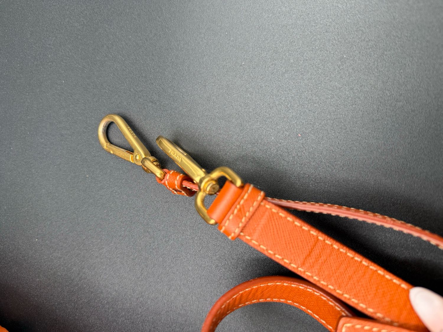 Prada Saffiano Tessuto Nylon Crossbody Messenger Papaya Coral