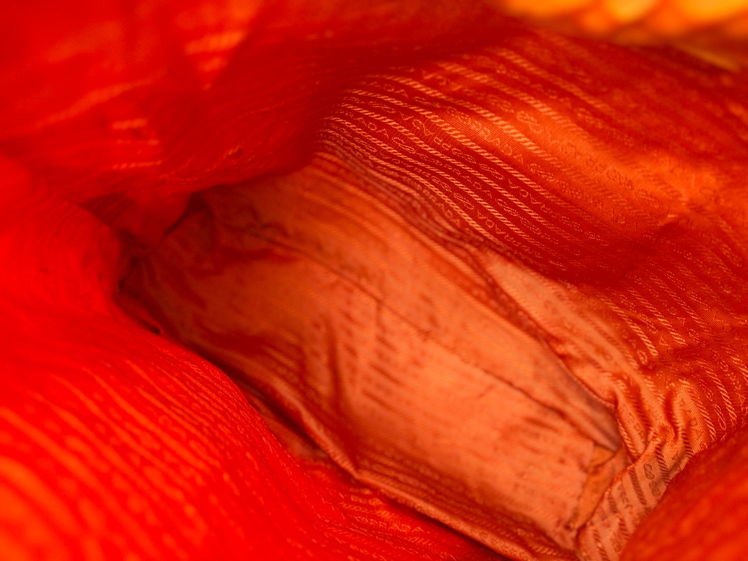 Prada Saffiano Tessuto Nylon Crossbody Messenger Papaya Coral