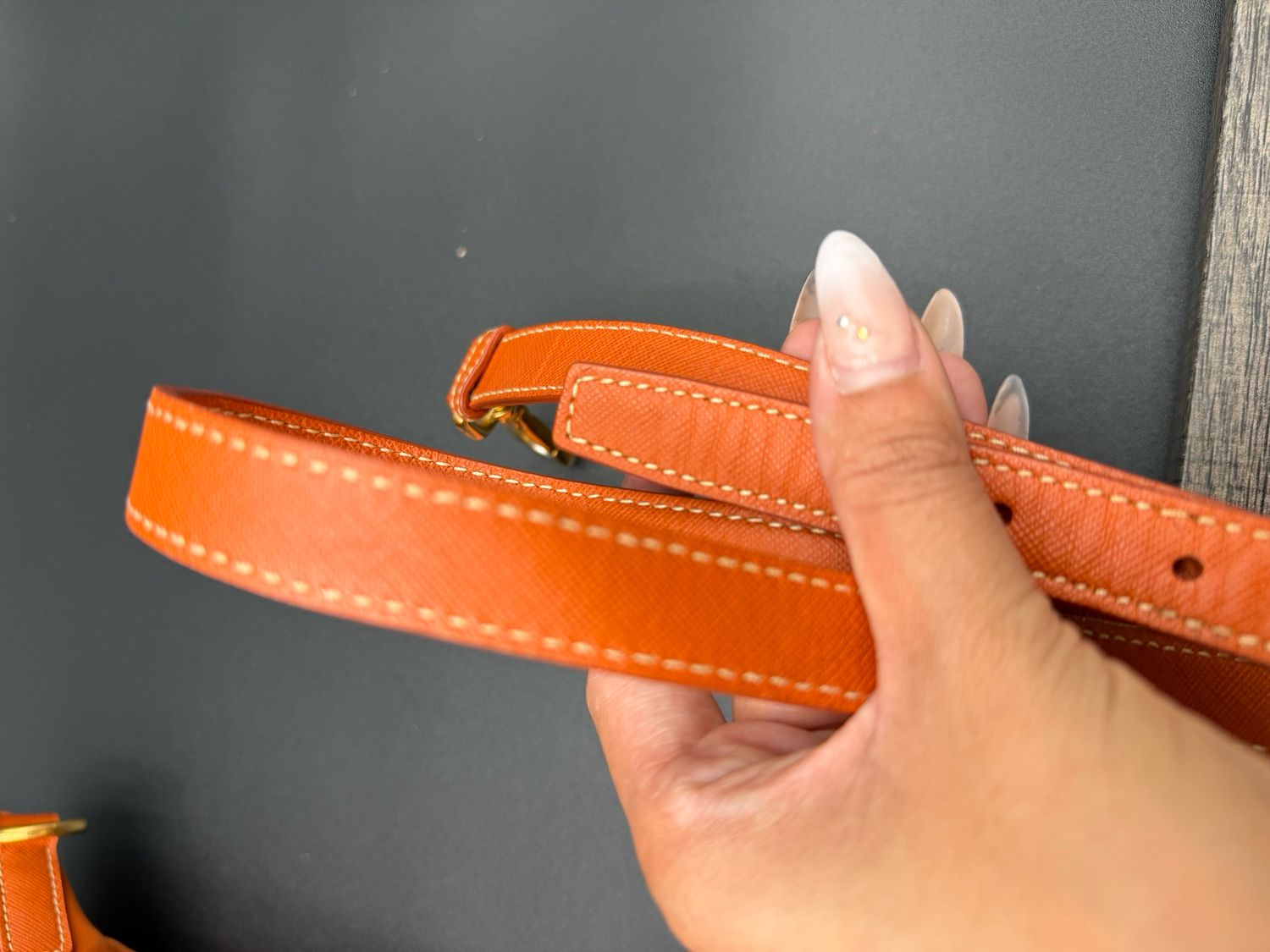 Prada Saffiano Tessuto Nylon Crossbody Messenger Papaya Coral