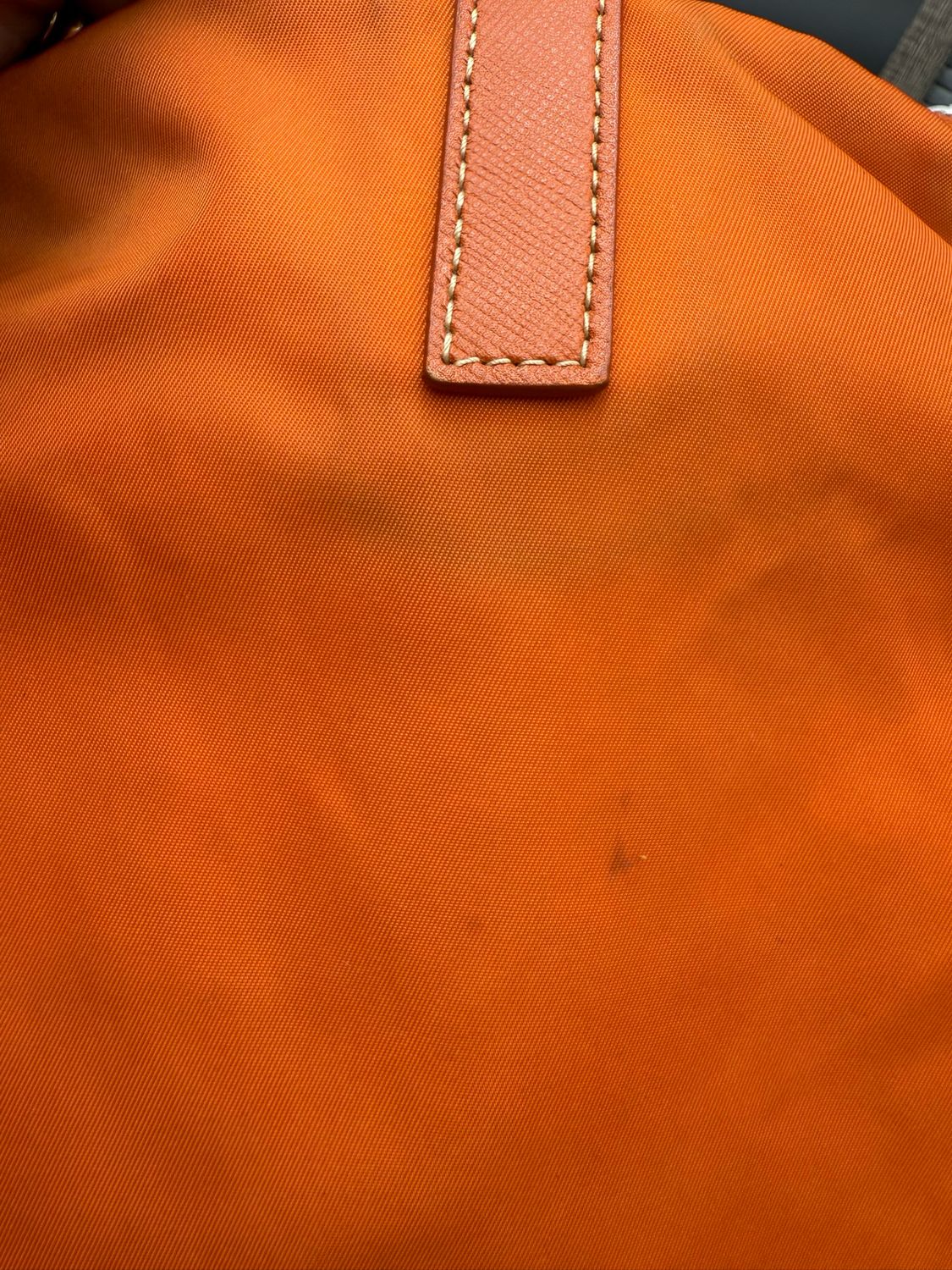 Prada Saffiano Tessuto Nylon Crossbody Messenger Papaya Coral