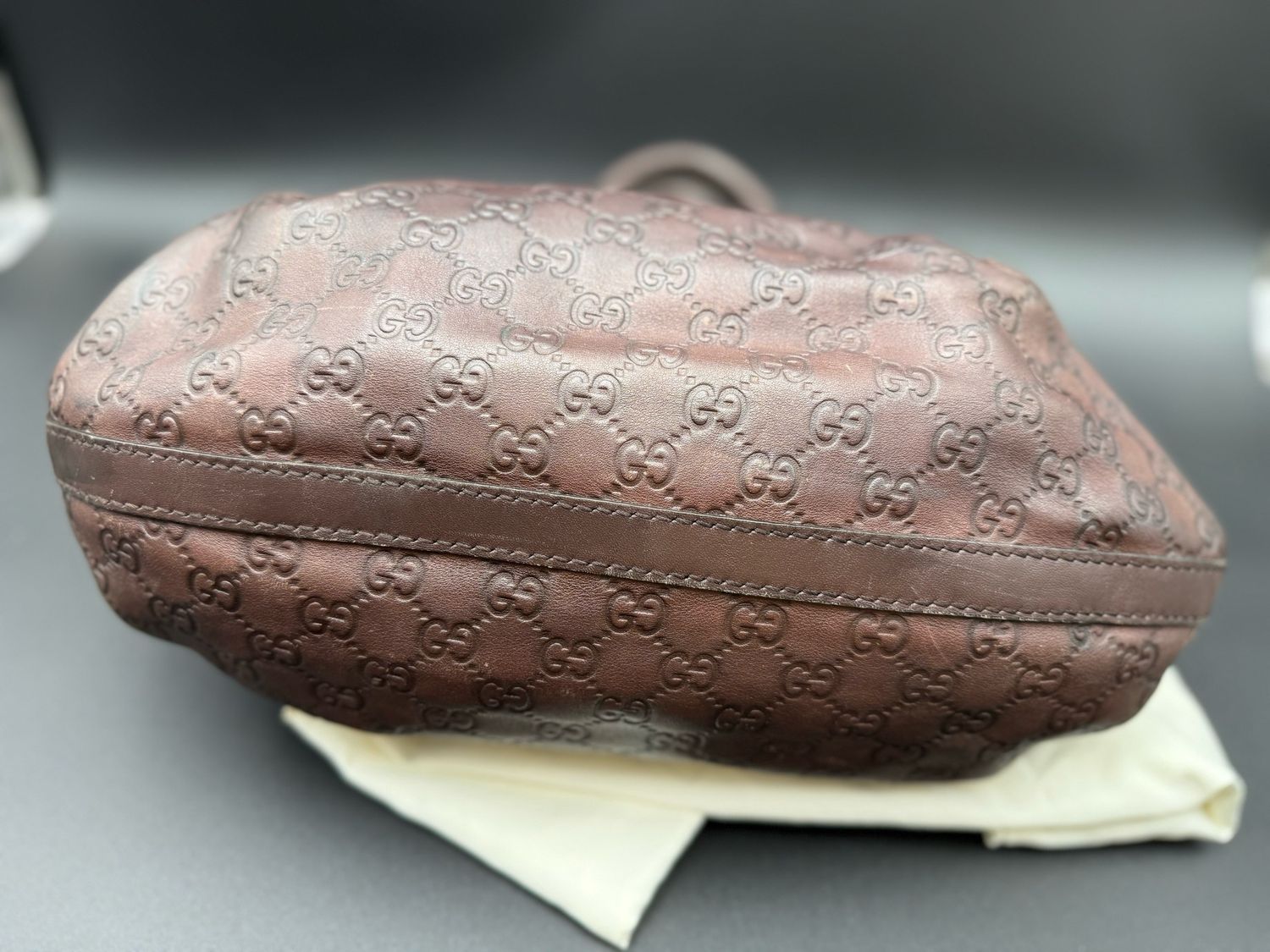 Gucci Guccissima Leather Scarlett Tote Dark Brown Shoulder Bag